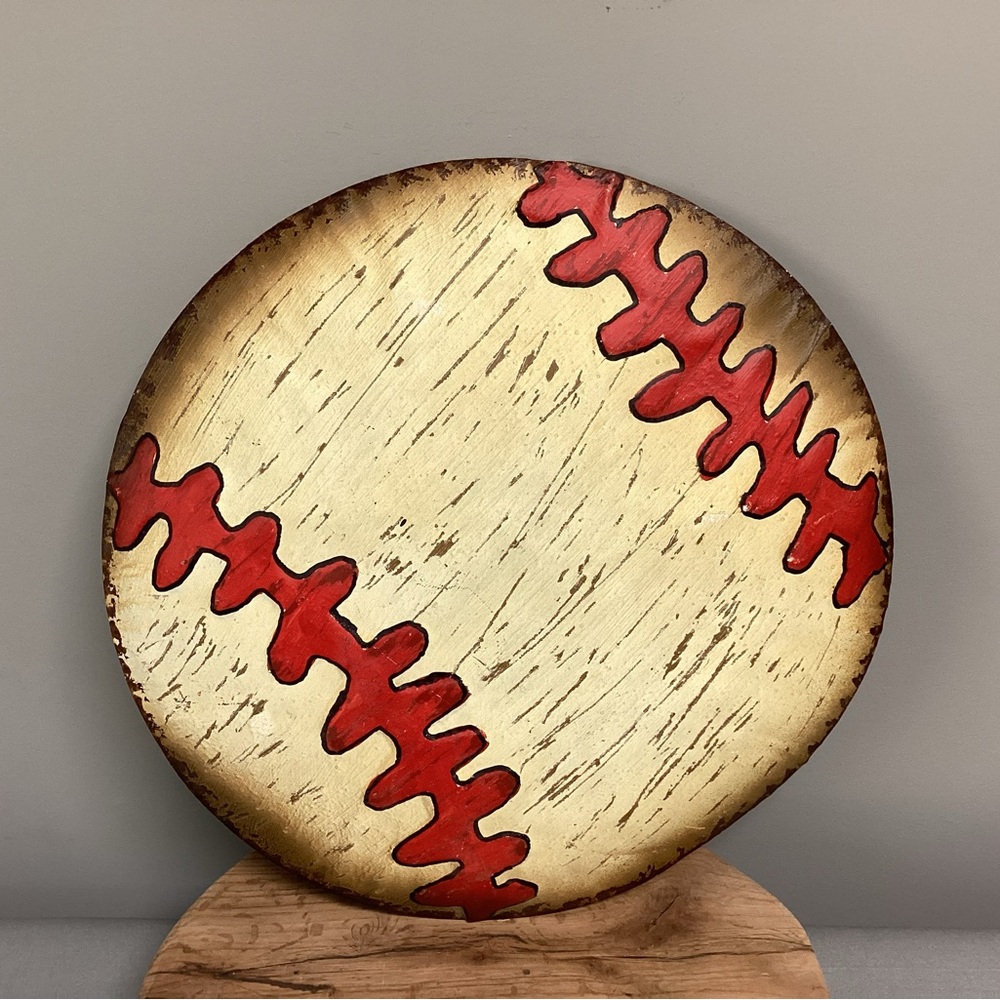 🔴 Metal crafted Baseball themed tin / wall hanger / Great for that Baseball fan